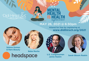 Didi Hirsch Mental Health Services to Honor SELENA GOMEZ and Rare Beauty, BEBE REXHA, and HEADSPACE At inaugural Mental Health Is Health experience Streaming May 26, 2021