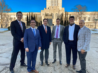 Members of the Telcoin team are joined by Senator Mike Flood (center left) and CEO Paul Neuner (center right) at the Nebraska State Capitol in February 2021.