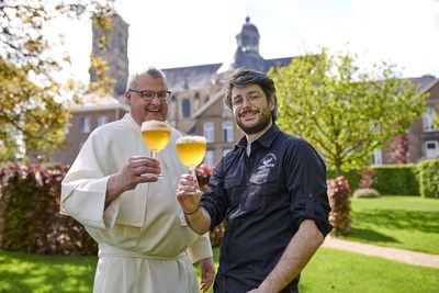 Pictured celebrating the opening of the new Grimbergen Abbey Brewery are Provisor and Abbey Brewer, Father Karel Stautemas and Master Brewer, Marc-Antoine Sochon