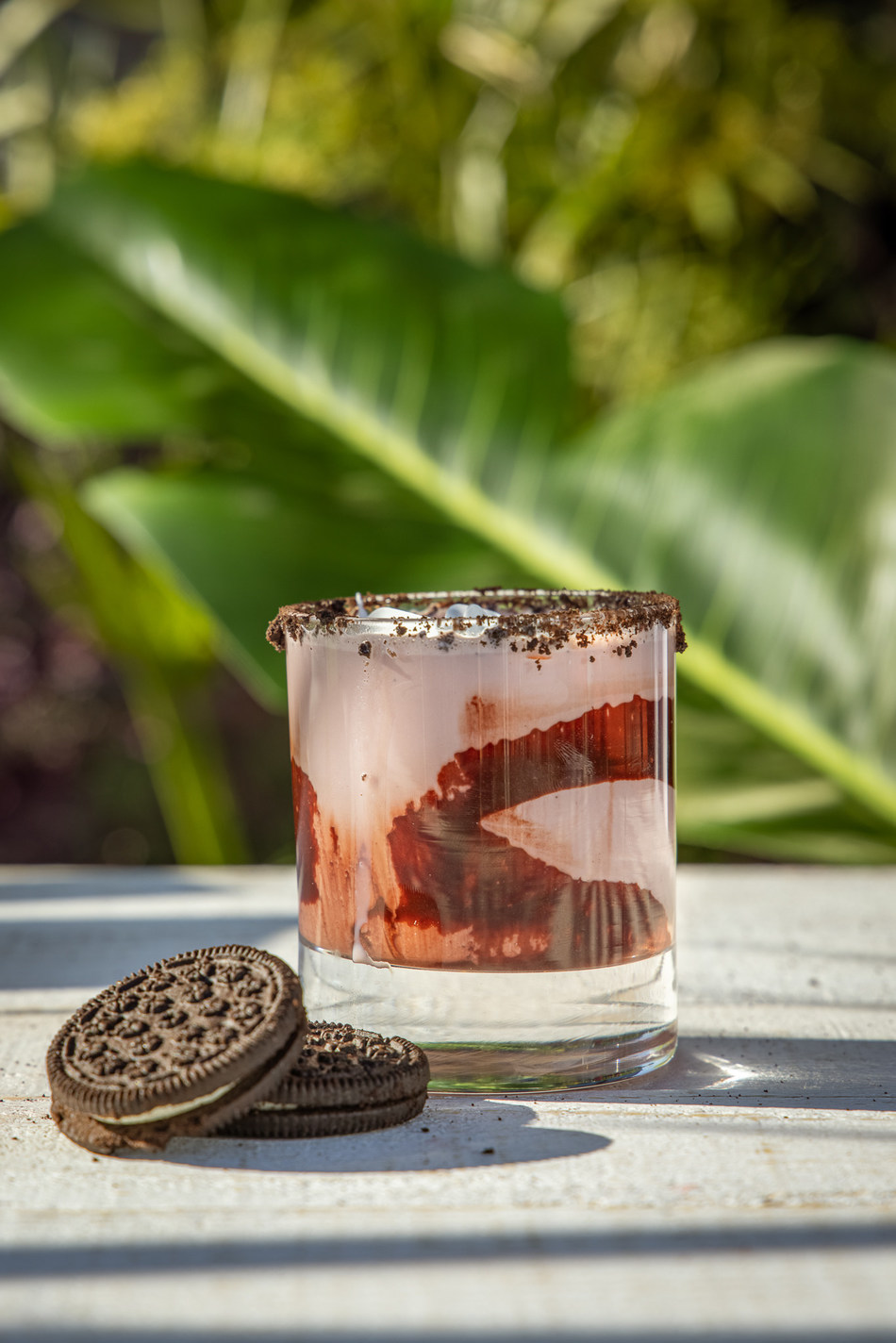 BUSHWACKER Cookies & Cream. (Recipe: 3 oz Bushwacker, 1 oz heavy cream, 2 large scoops of cookies & cream ice cream. Method: Blend Bushwacker, heavy cream and ice cream for a few seconds. Crush oreos for the glass rim, then garnish with whipped cream and chocolate syrup). March 24, 2021, in Charleston, SC. (Bushwacker Spirits/Boncek Images)