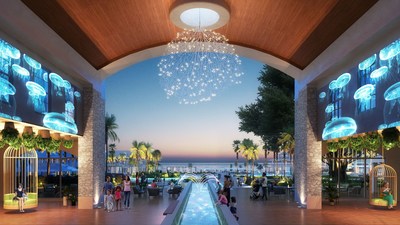 The arrival lobby of Beaches Runaway Bay, where the magic of wood and water will transport families into a new standard of luxury in Jamaica