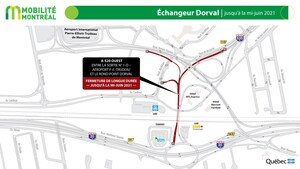 Réaménagement de l'échangeur Dorval - Prolongement de la fermeture de longue durée de l'autoroute 520 en direction ouest