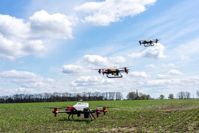 XAG Agricultural Drones taking off in Ukraine farmland