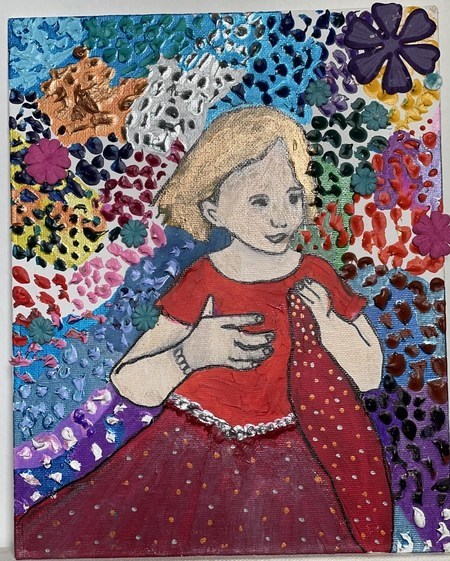 This painting by Samaya Glazier-Bae, a 9-year-old brain tumor survivor, is on display in the 4th Annual Art of Surviving virtual gallery.