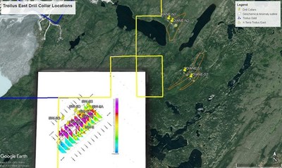 Troilus East Drill Collar Locations (CNW Group/X-Terra Resources Inc.)