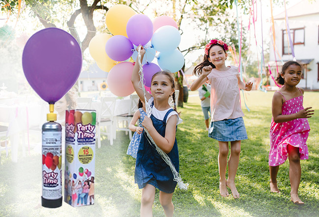 Balloon Gas in a compact package, Party Time Helium(TM) fills your balloon at home.
