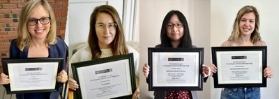 Mindset 2020 winners from left to right: Erin Anderssen, Zosia Bielski, Eva Lam and Samantha Beattie (CNW Group/Canadian Journalism Forum on Violence and Trauma)