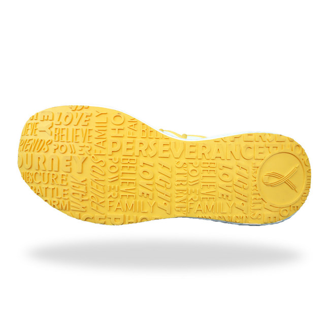 Bottom Sole of the MyCause Brand Perseverance 1.0 for Childhood Cancer Awareness