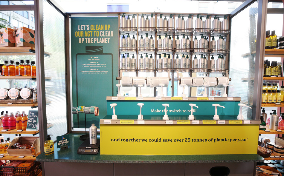 The new refill stations in The Body Shop, rolling out globally across 500 stores in 2021 and a further 300 stores in 2022