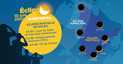 Éclipse partielle du 10 juin 2021 (Groupe CNW/Espace pour la vie)