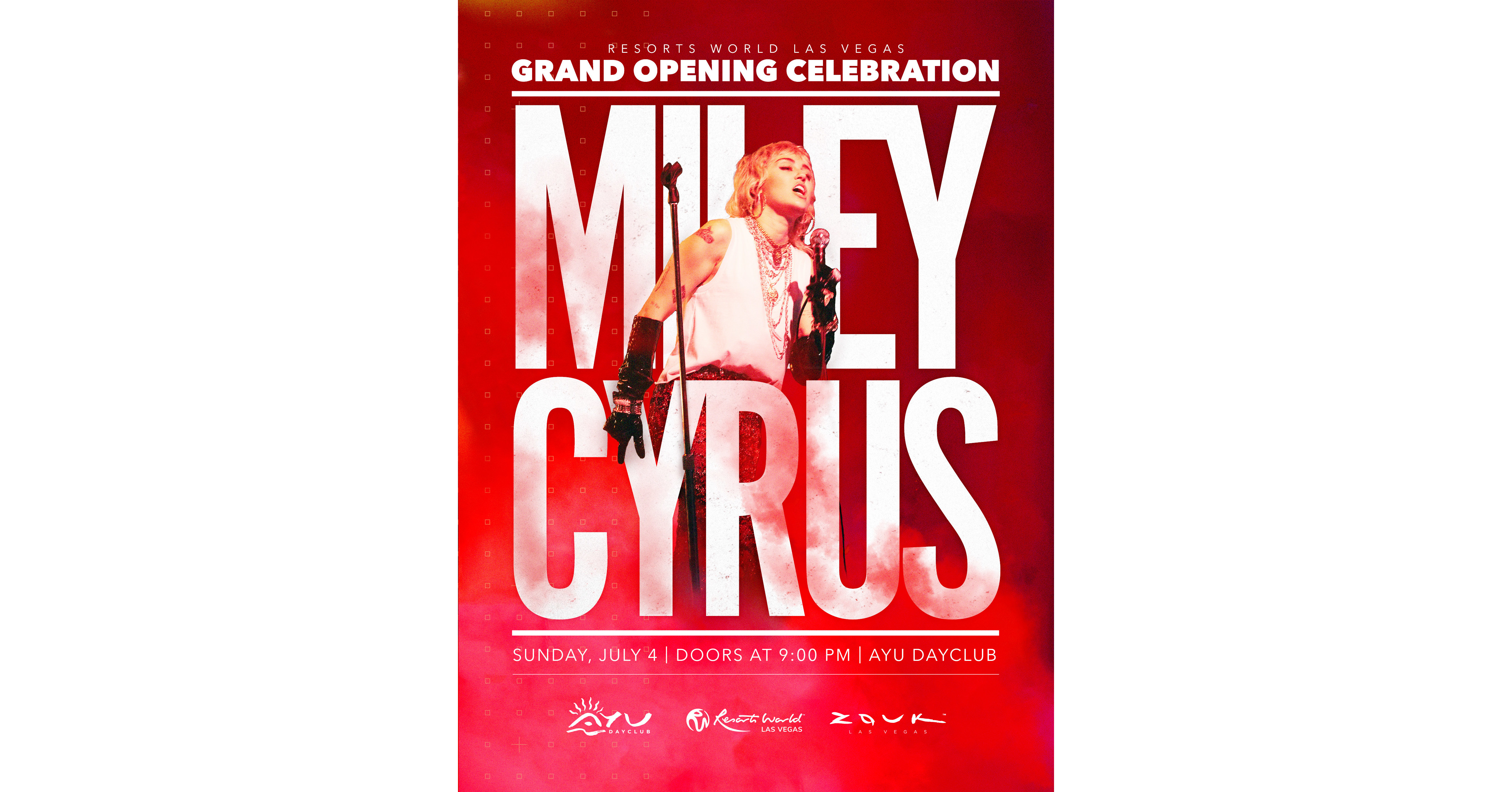 Las Vegas, Nevada, USA. 21st June, 2021. The marquee at Resorts World Las  Vegas displays an advertisement for an upcoming performance by Miley Cyrus  as construction continuing at Resorts World Las Vegas