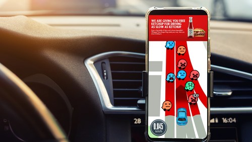 Heinz Ketchup partners with Waze and Burger King& to reward those in traffic, driving at the speed of its ketchup, 0.045 KM/H (CNW Group/Kraft Heinz Canada)