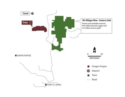 Figure 1: Onjo Property located in central British Columbia (CNW Group/Orogen Royalties Inc.)