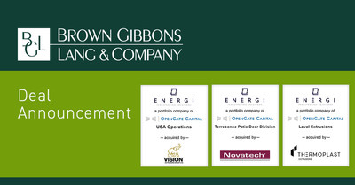 Brown Gibbons Lang & Company (BGL) is pleased to announce the sale of ENERGI Fenestration Solutions, Ltd. (ENERGI), a portfolio company of OpenGate Capital. BGL’s Industrials team served as the exclusive financial advisor to ENERGI in the process. The specific terms of the transaction were not disclosed.