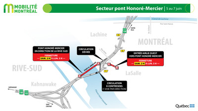 Pont Honoré-Mercier, fin de semaine du 4 juin (Groupe CNW/Ministère des Transports)