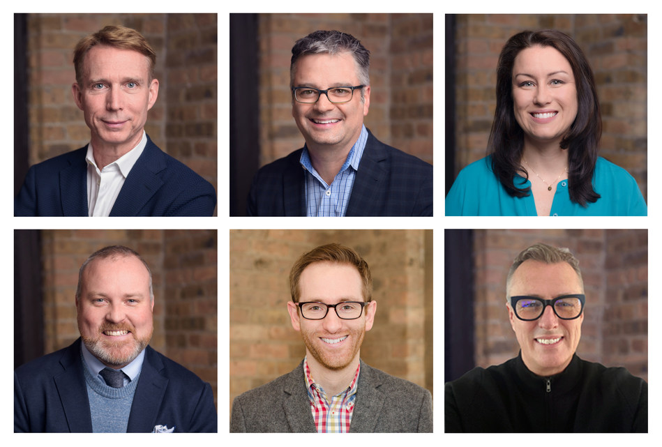 From left to right: David Ormesher, CEO; Jon Sawyer, President and Chief Operating Officer; Allison Davis, Chief Client Officer; Ryan Mason, Chief Strategy Officer; Dave Reidy, Chief Creative Officer and Steve Tulk, Chief Technology Officer