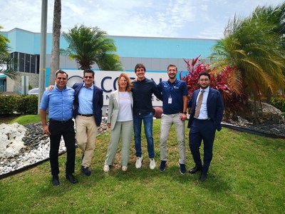 From left to right: Efran Rodriguez ? CEO, Copan Industries; Ernesto Rodriguez, Consultant, Copan Group; Stefania Triva ? President and CEO, Copan Group; Marco Rovetta ? Sr. Technical Services Manager Copan Industries; Agustin Oros ? Production Director, Copan Industries; Giorgio Triva ? Strategic Project Manager, Copan Group.