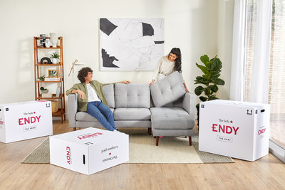 Beautiful, high-quality, comfortable, and built to last, the Endy Sofa delivers in record time — arriving on Canadians' doorsteps in 3.2 days, on average, from order date to delivery. (CNW Group/Endy)