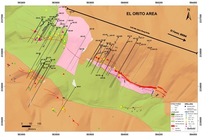 Figure 3: El Orito Drill Hole Locations (CNW Group/GoGold Resources Inc.)