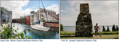 Left picture: Sault Ste. Marie Canal NHS
Right picture: Fort St. Joseph NHS (CNW Group/Parks Canada)