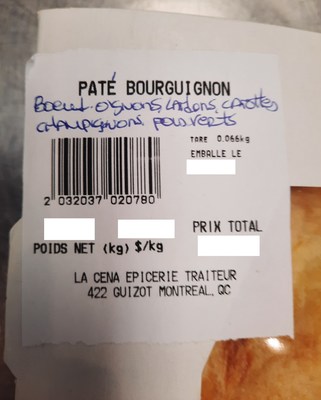 Pâté Bourguignon (Groupe CNW/Ministère de l'Agriculture, des Pêcheries et de l'Alimentation)
