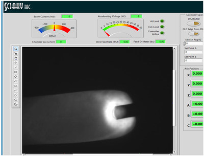This is a sample screenshot from Sciaky EBAM's IRISS® adaptive control system.