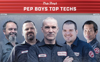 John Morin, St. Augustine, Florida.; Jose Massanet, Trujillo Alto, Puerto Rico; Dan Stone, Fairless Hills, Pennsylvania; David Wade, Lone Tree, Colorado.; and Loy Chour, Anaheim, California, were recently named the Pep Boys “Top Techs of the Year” for performance, commitment to training and mentorship, and “Go Further” spirit.