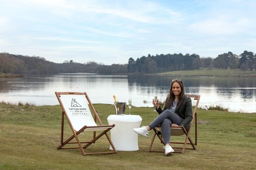 Founder of Tatton Park Pop Up Festival, Rebecca Hartley, in front of the Tatton Lake. The location of the festival.
