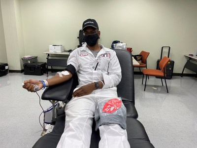 Associates at Hondas Georgia Transmission Plant in Tallapoosa held a blood drive as part of Team Honda Week(s) of Service and collected 19 pints of blood. Here, Justin Williams, donates blood.