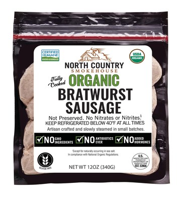 Organic Bratwurst Sausage by North Country Smokehouse. Now Available at Wegmans Food Markets.