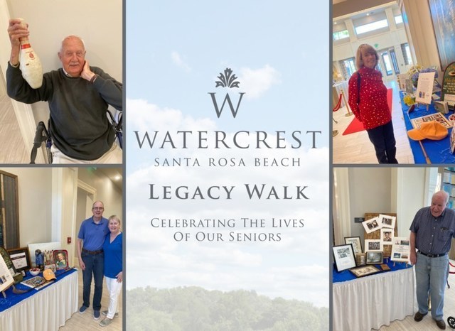 Residents at Watercrest Santa Rosa Beach Assisted Living and Memory Care share their unique life experiences at a signature Legacy Walk honoring the lives of seniors.