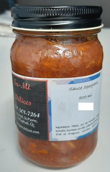 Sauce spaghetti 500 ml (Groupe CNW/Ministère de l'Agriculture, des Pêcheries et de l'Alimentation)