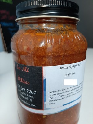 Sauce spaghetti 750 ml (Groupe CNW/Ministère de l'Agriculture, des Pêcheries et de l'Alimentation)