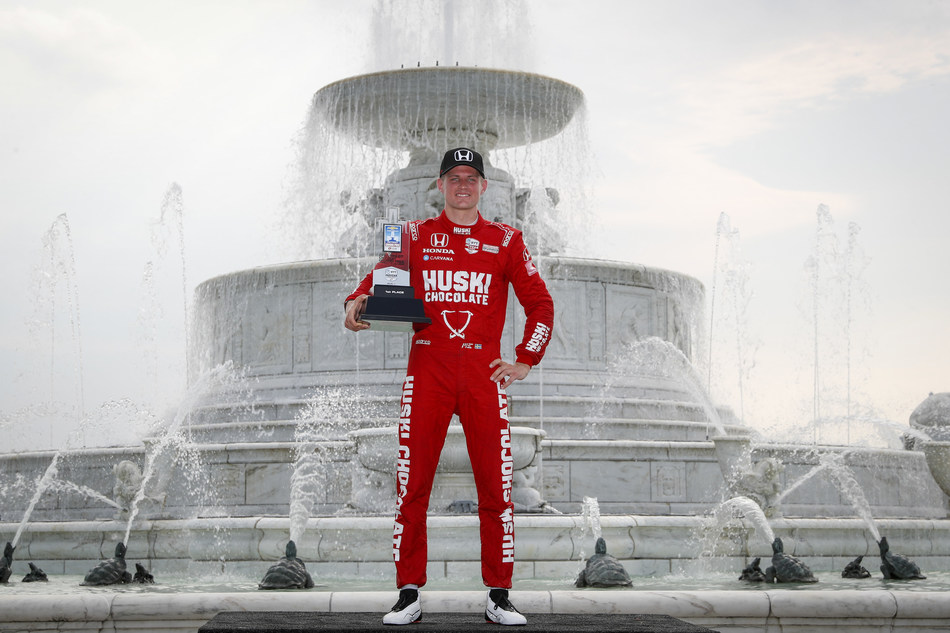 Honda's Marcus Ericsson scored his career first IndyCar victory today at the Detroit Grand Prix.  It is the fifth IndyCar win in seven races this season for Honda.