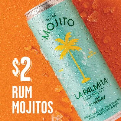 Pollo Tropical® is launching the Rum Mojito, the brand’s first ever proprietary cocktail. The ready-to-drink cocktail is offered at $2 and is the first under their newly created brand, La Palmita Cocktail Co.