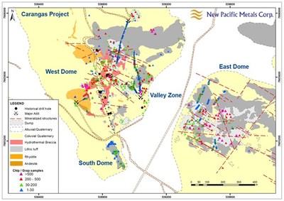 Figure 1: Simplified Geology Map of the Carangas Project (CNW Group/New Pacific Metals Corp.)