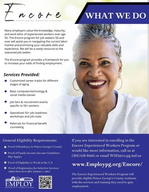 Employ Prince George's Launches Encore, a Job Seeker Program Giving Experienced Workers, 50+, the Competitive Edge in a New Economy
