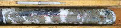 Core photo 2: Massive sulfide within DH-139 at San Antonio (Assays are pending -massive sulfides are typically indicative of higher values in assays) (CNW Group/Outcrop Gold Corp.)