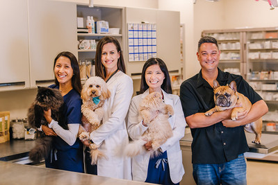 Left: Shawna Lee, Patient Services Manager, Dr. Joanna Cook, Veterinarian & Owner, Dr. Judy Yasunaga, Veterinarian, Matt Malta, Resort Director & Owner (PRNewsfoto/Alii Animal)