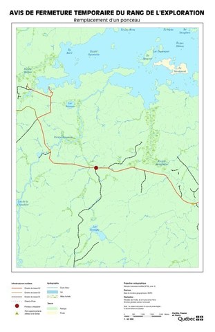 MRC de Rouyn-Noranda - Fermeture du ponceau du rang de l'Exploration (Groupe CNW/Ministre des Forts, de la Faune et des Parcs)