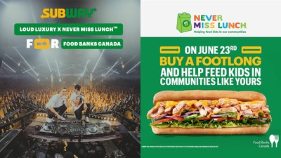 Subway Canada is hosting its first-ever virtual concert with Canadian Diamond/Multi-Platinum selling and JUNO Award winning dance music duo Loud Luxury on June 23rd to raise awareness for the issue of child hunger experienced throughout the summer months. (CNW Group/SUBWAY Canada)