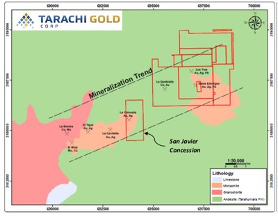San Javier Mineralized Trend (CNW Group/Tarachi Gold Corp.)