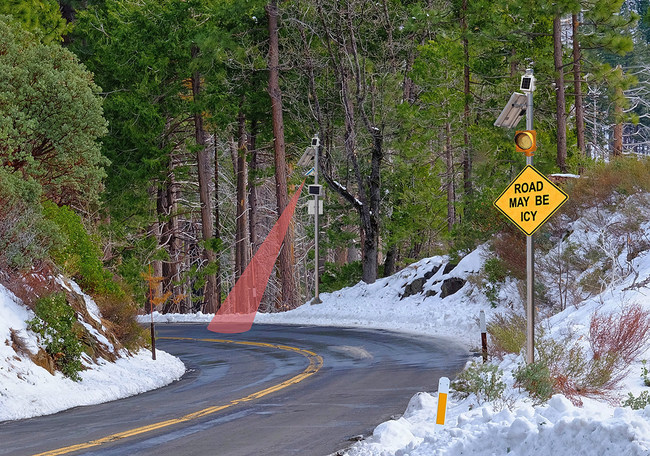 Automatically activated flashing beacon signs warn drivers in advance of icy conditions so they can be prepared and take necessary precautions such as adjusting speed or finding alternate routes.