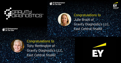 Tony Remington, CEO, and Founder, and Julie Brazil, COO, and Founder of Gravity Diagnostics are recognized as EY Entrepreneur Of The Year Award Finalists.