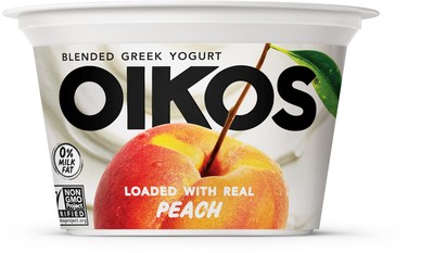 Oikos Blended is available in six delicious, crave-worthy flavors: Strawberry, Blueberry, Peach, Cherry, Vanilla Bean and Anything But Plain.