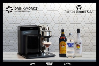 Drinkworks® announces partnership with Pernod Ricard USA and The Absolut Company to develop signature co-branded cocktails for use in the Drinkworks Home Bar® system.