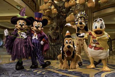 Disney Cruise Line treats guests sailing in the fall to a wickedly good time as the Disney ships transform into a ghoulish wonderland during Halloween on the High Seas cruises. For this extra-spooky celebration, each ship boasts its own signature Pumpkin Tree. (Kent Phillips, photographer) (PRNewsfoto/Disney Cruise Line)