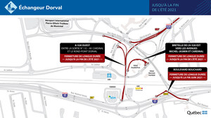 Réaménagement de l'échangeur Dorval - Maintien de la fermeture de l'autoroute 520 en direction ouest jusqu'à la fin de l'été 2021