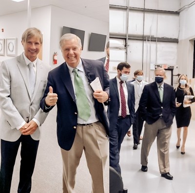 Kevin Murdock, CEO of Premier Medical Laboratory Services, showing US Senator Lindsey Graham around the PMLS laboratory. (PRNewsfoto/Premier Medical Laboratory Services)