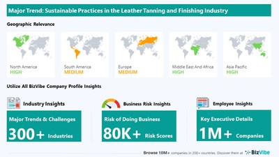 Snapshot of key trend impacting BizVibe's leather tanning and finishing industry group.